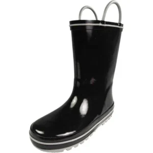 Norty Toddler Waterproof Rubber Rain Boots for Kids Children Boys and Girls, 39815 Black/Silver / 6MUSToddler