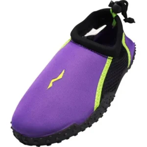 Norty Womens Water Shoes Aqua Socks Surf Yoga Exercise Pool Beach Swim Slip On, 40209 Purple/Lime / 8B(M)US