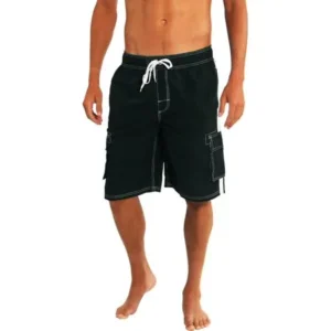 Norty Mens Big Extended Size Swim Trunks - Mens Plus King Size Swimsuit thru 5X Black / XXXXX