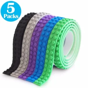 Block Tapes for Toys Building Block Tape Strip Rolls Self-Adhesive Loops Non-Toxic Food Grade Silicone Toys for Kids Adults Reusable Multi Colour (Cool Pack)