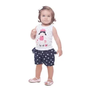 Pulla Bulla Baby Girl Outfit Sleeveless Shirt and Denim Skorts Dress Set for 3-12 Months