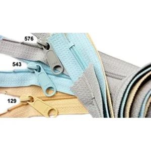 Sale 30" Handbag Zipper (Special Assorted 3 Colors) YKK #4.5 with Extra-long Pull Color Gold Beige 129, Blue Turquoise 543, Silver Grey 576 (3 Zippers /Pack)