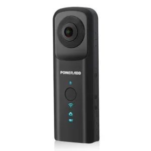 Poweradd 360 Degree VR Camera Dual 210 Degree Fisheye Lens 3D Panoramic Point and Shoot Digital Video Camera, Mini Wireless Recorder