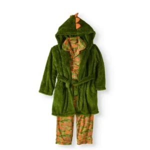 Bunz Kidz Boys' Sleepasaurus Plush Robe And Sleepwear 3Pc Set