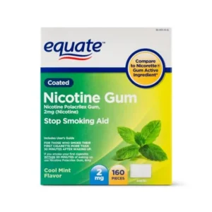 Equate Coated Nicotine Polacrilex Gum, 2 mg, Mint Flavor, 160ct