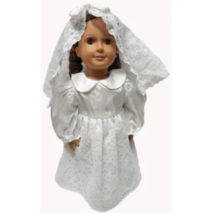 Wedding Dress With Lace Veil Fits 18 Inch Girl Dolls Like American Girl