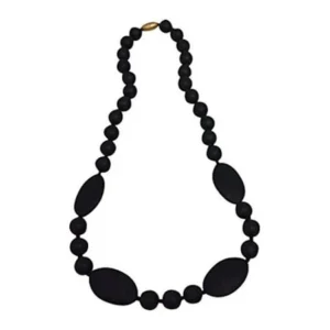 Fashionable Silicone Teething Necklace for Mom to Wear with Teething Baby - Jasmine (Black)