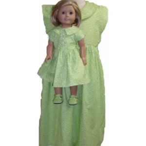 Matching Designer Long Lime Dress for Girl and Dolls Size 6