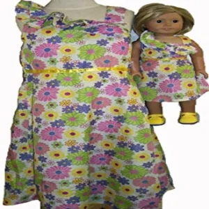 Matching Girls and Doll Clothes Glitter Flowers Dress Size 6