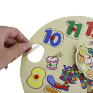 Wooden Puzzle Toys Cognitive Jigsaw Cartoon Geometry Clock For Baby Children