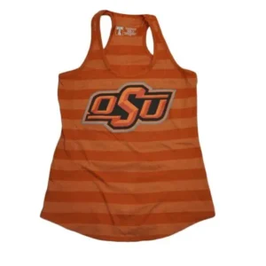 NCAA Oklahoma State Cowboys Striped Orange Tank Top Racerback Shirt Womens 2XLar