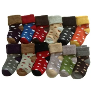 Lovely Annie 3 Pairs Children Cashmere Wool Dotted Socks Girl 0M-12M Random Color