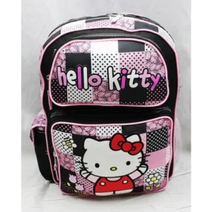 backpack - hello kitty - black/pink polka dot (large school bag) new 82511