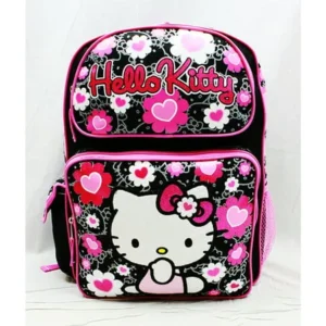 Backpack - - Black Flower Bow Large Girls School Bag New 84011