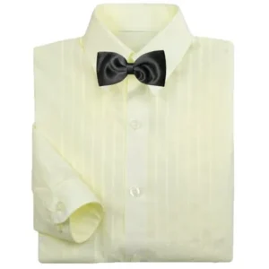 Baby Boy Formal Tuxedo Suit Ivory Button Down Dress Shirt Black Bow tie 0-7