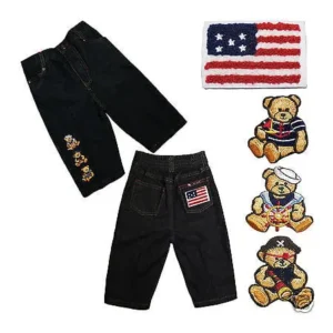 Nautical Sailor Pirate Bear Stars & Stripes Infant Boy Toddler Cotton Jeans S-XL