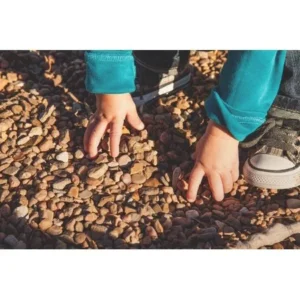 LAMINATED POSTER Pebbles Kid Hands Outdoors Child Footwear Little Poster Print 24 x 36