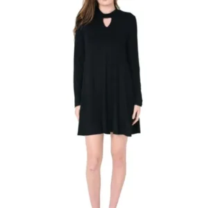 Wishlist Womens Boutique Apparel Front Keyhole Long Sleeve Swing Dress