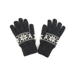 Men's Grey Knit Snowflake Winter Gloves GM1000