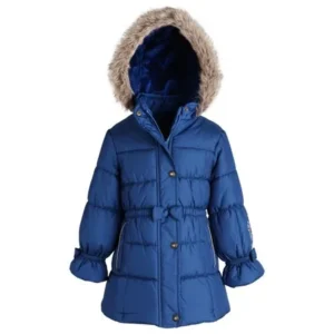 London Fog Baby Girls Warm Winter Puffer Jacket with Silky Fleece Lined Hood