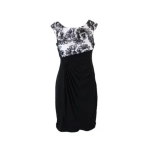 Connected Apparel Petite Black And White Asymmetrical Dress 10P