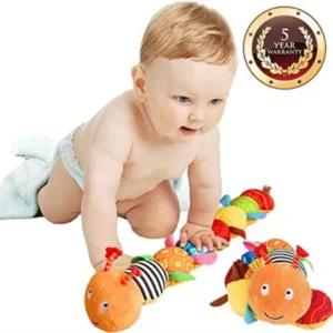 jcobay musical caterpillar toy, interactive multicolored infant toy stuffed cuddly baby toy with ruler design, bells and rattle educational toddler plush toy for newborn, boys, girls and over 3 month