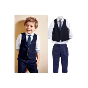 New Baby Kids Boys Tuxedo Suit Shirt Waistcoat Tie Pants Formal Outfits Clothes