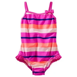 OshKosh B'gosh Little Girls' Striped Swimsuit, 4 Kids