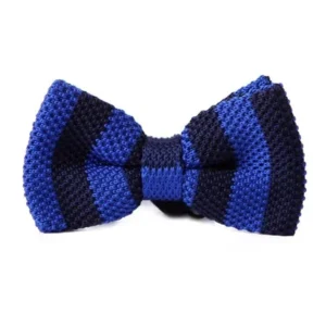 HDE Mens Pre-tied Bowtie Vintage Fashion Adjustable Woven Waffle Knit Bow Tie (Deep Blue Stripe)