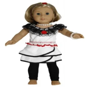 BUYS BY BELLA White Ruffled Party Dress for 18 Inch Dolls Like American Girl