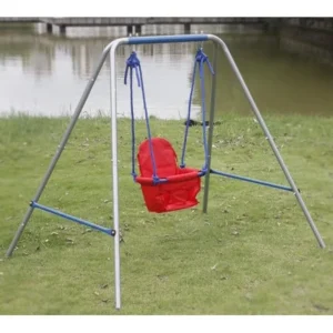 Outdoor Folding Toddler Garden Swing Frame with Safery Seat for Kids, Nursery Swing Red, Best Gift