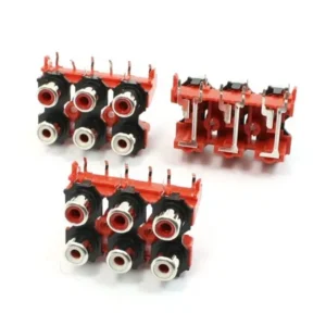 Unique Bargains PCB Mount AV Concentric Outlet 6 RCA Female Socket Black Red Board 3PCS