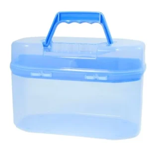 Unique Bargains Clear Blue Plastic Handle Flip Lock Household Storage Box