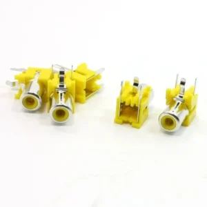 Unique Bargains 5 Pcs 3 Pins Female Outlet Jack Connector AV RCA Socket Yellow