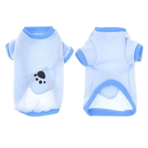 Unique Bargains Paw Print Doggie Pet Dog Cat Warm Apparel Jacket Shirt Coat Blue M