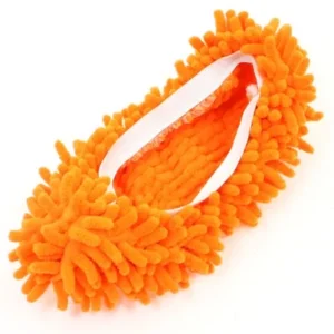 Unique Bargains Home Microfiber Foot Mop Slippers Shoe Cover Cleaning Tool Orange