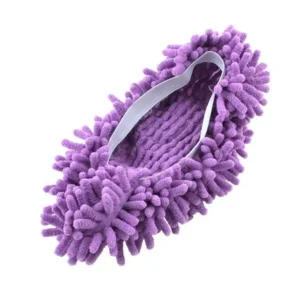Unique Bargains Home Floor Polishing Dusting Cleaning Foot Socks Shoes Mop Slippers Purple