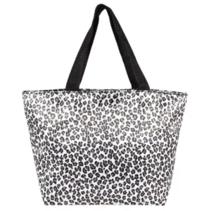 Woman Portable Blue White Leopard Style Shopping Bag Tote Bag