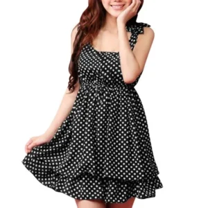 Unique Bargains Women's Polka Dots Layered Dress