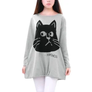 Women Top Long Sleeve Cat Printed T Shirts