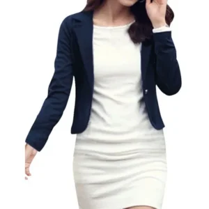 Dark Blue XS Long Sleeves Soild Colour Slim Fitting Trendy Blazer for Ladies