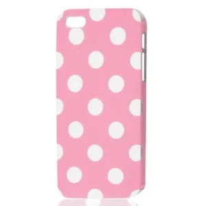 Unique Bargains White Polka Dots Print Pink Hard Case Cover Skin for iPhone 5 5G