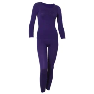 Unique Bargains Women Warm Leaf Pattern Thermal Long Johns Warm Suits Purple XS