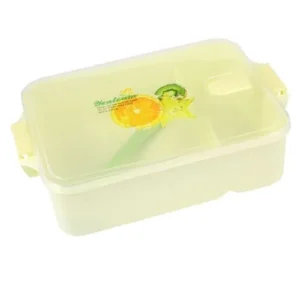 Kiwi Fruit Print Plastic 2 Slots Lunch Box Case Food Holder Container Beige