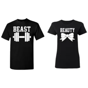 Beast - Beauty Couple Matching T-shirt Set Valentines Anniversary Christmas Gift Men Small Women Small