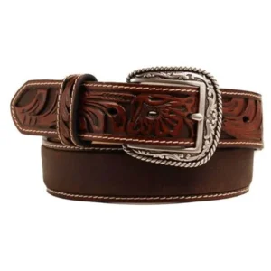 Ariat A1017008-32 Mens Leather Floral Embossed Belt, Size - 32