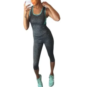 Best Seller Elecmall Women Athletic Gym Yoga Clothes Running Fitness Racerback Tank + Mid-Calf Shorts Sport Suits Elec