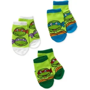 Teenage Mutant Ninja Baby Turtles Toddler Boy Quarter Socks - 3 Pack