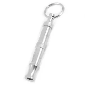 Unique Bargains Silver Tone Metalic Puppy Dogs Training Whistle w Keyring