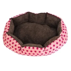 Unique Bargains Red Dot Print Fleece Inside Removable Comfortable Soft Warm Dog Bed Cat Bed Pink